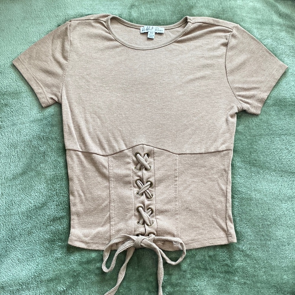 Tan corset tie top